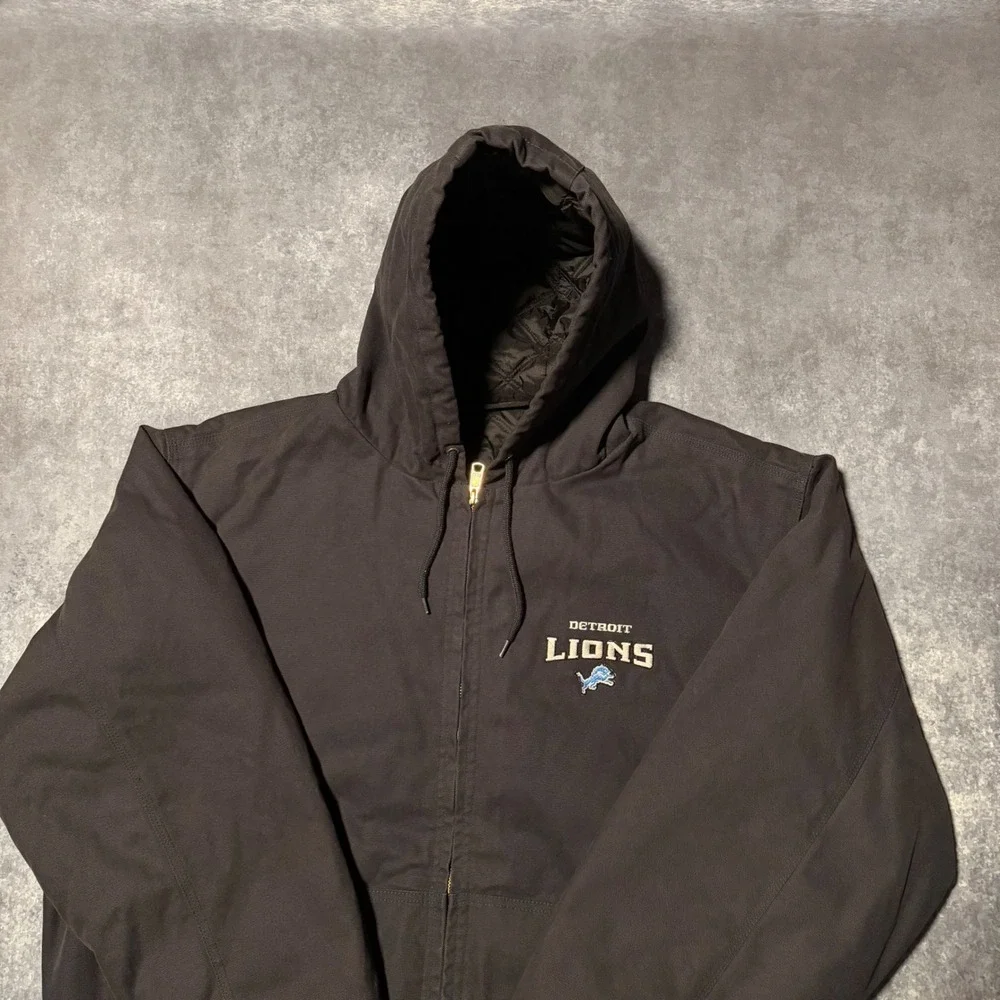 Detroit Lions Mens Dakota Heavyweight Jacket XL‎ Canvas Hooded Work Dunbrooke